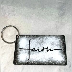 FAITH double sided boutique keyring key chain plastic
